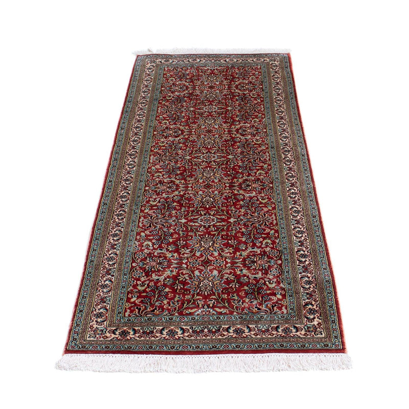 Alfombra de pasillo Alfombra de seda - Seda de Cachemira - 179 x 64 cm - rojo oscuro