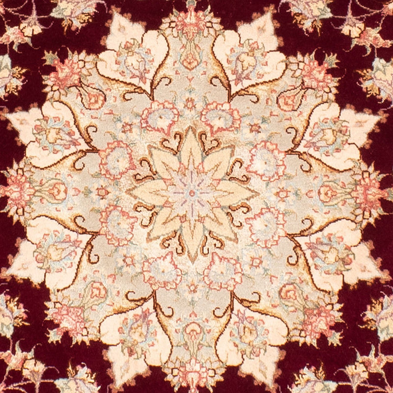 Alfombra Persa - Tabriz - Real redondo  - 150 x 150 cm - rojo oscuro