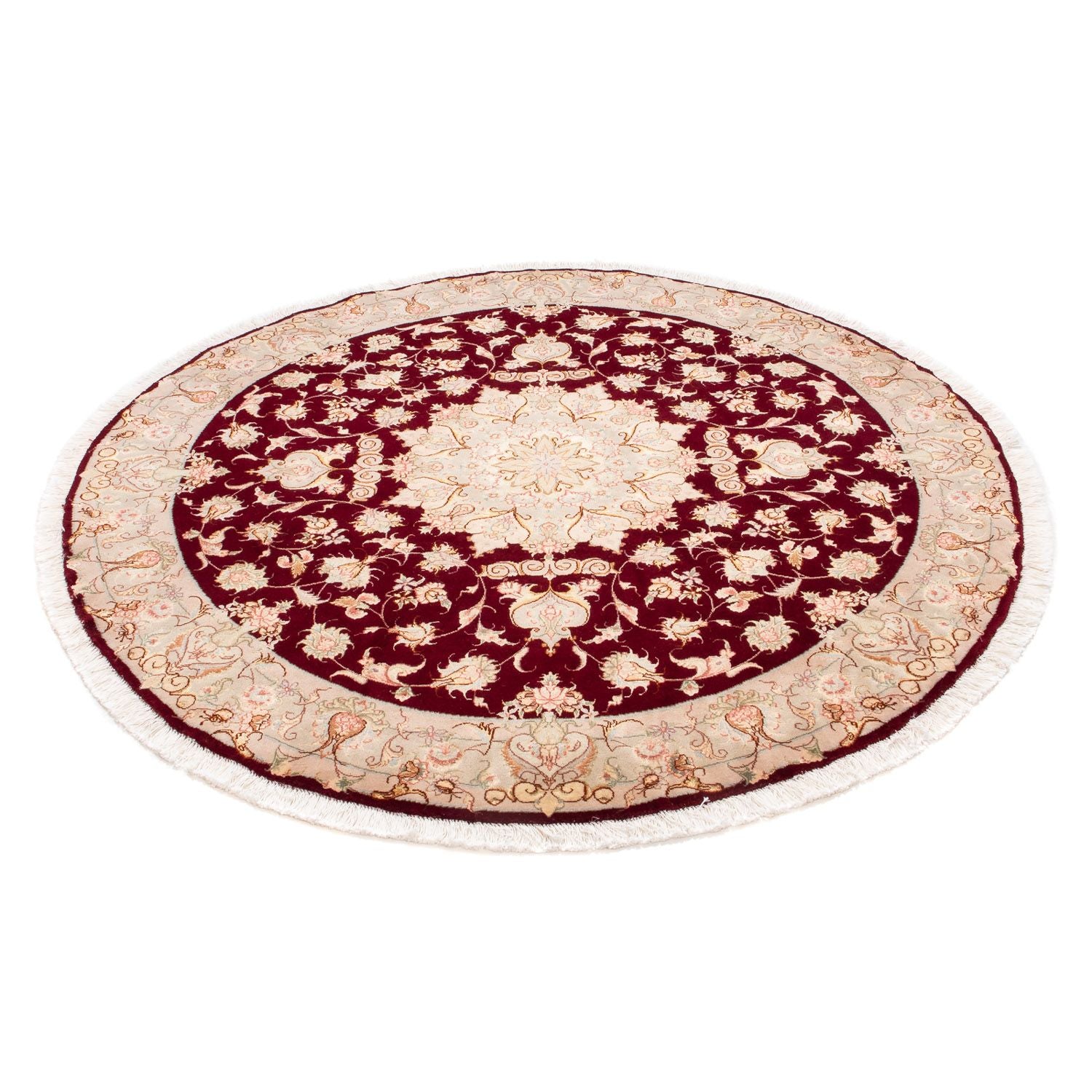 Alfombra Persa - Tabriz - Real redondo  - 150 x 150 cm - rojo oscuro