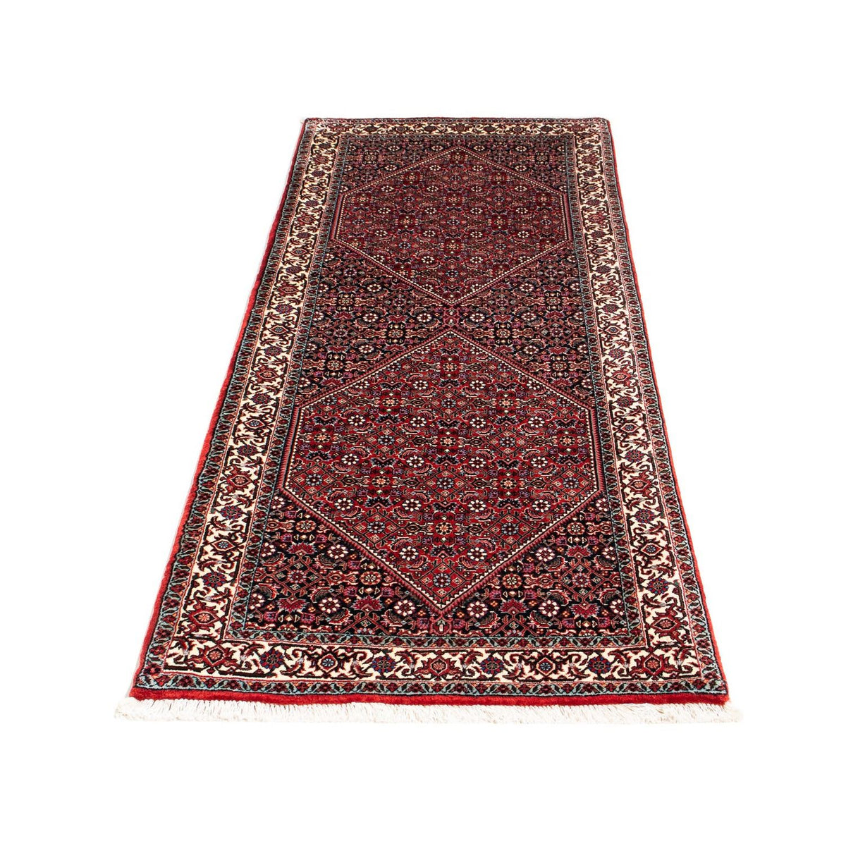 Alfombra de pasillo Alfombra persa - Bidjar - 198 x 74 cm - rojo oscuro