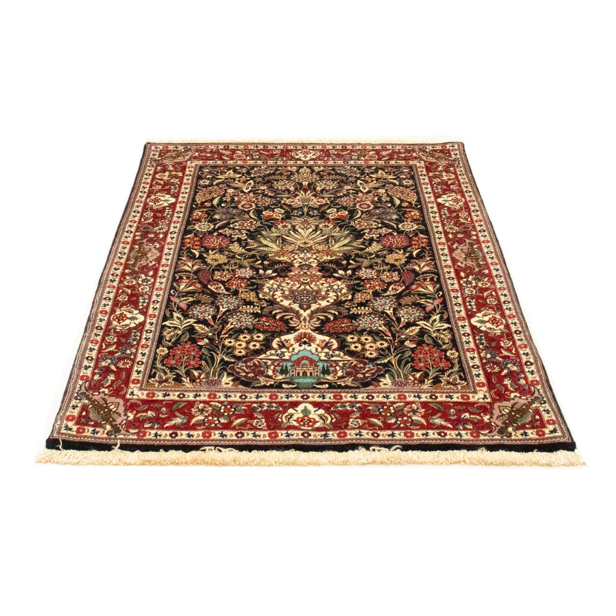 Alfombra persa - Ghom - 163 x 107 cm - azul oscuro