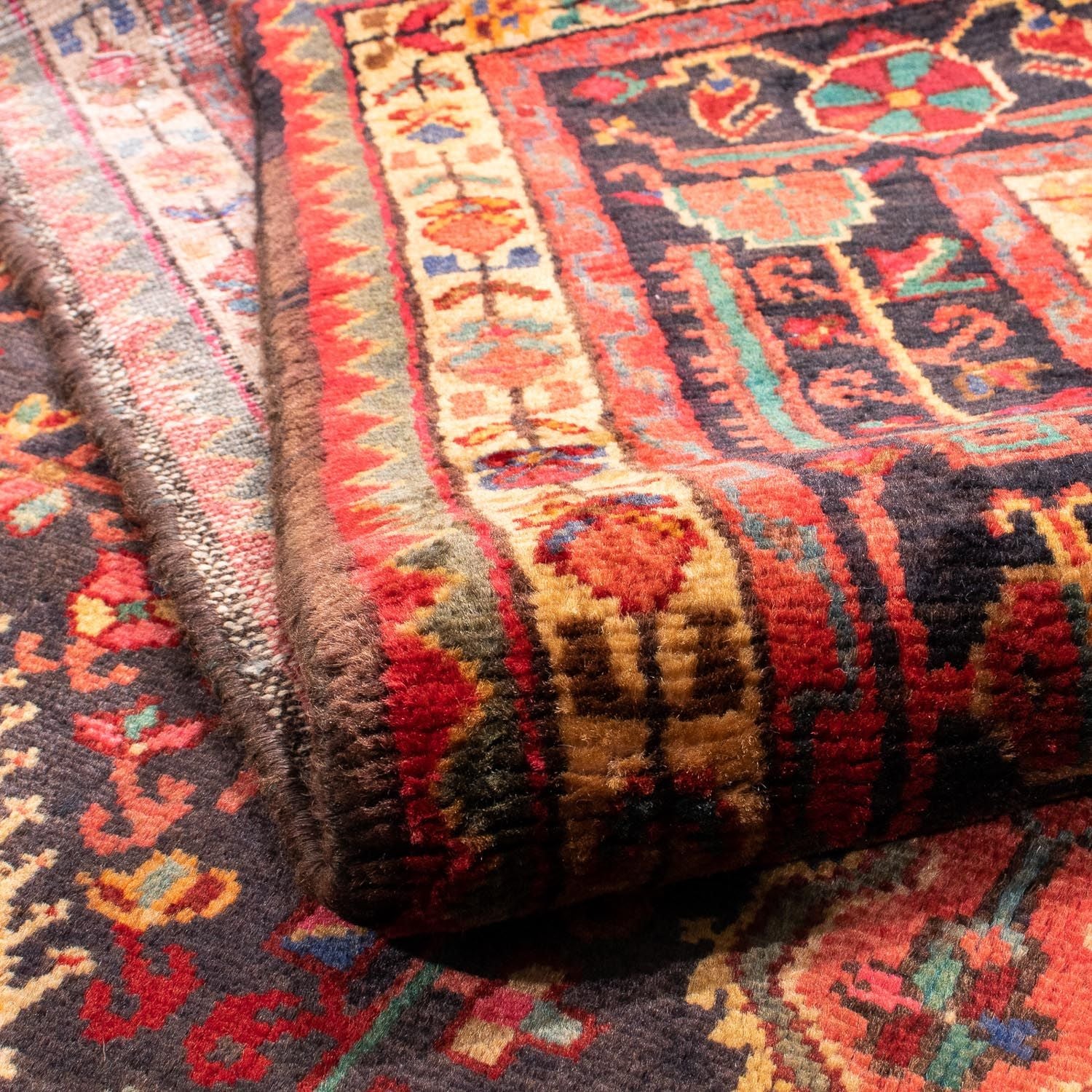 Alfombra persa - Nómada - 218 x 130 cm - azul oscuro