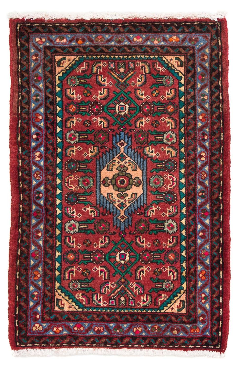 Alfombra persa - Nómada - 92 x 61 cm - rojo oscuro
