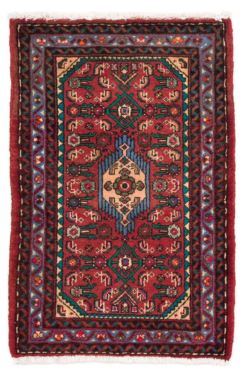 Alfombra persa - Nómada - 92 x 61 cm - rojo oscuro