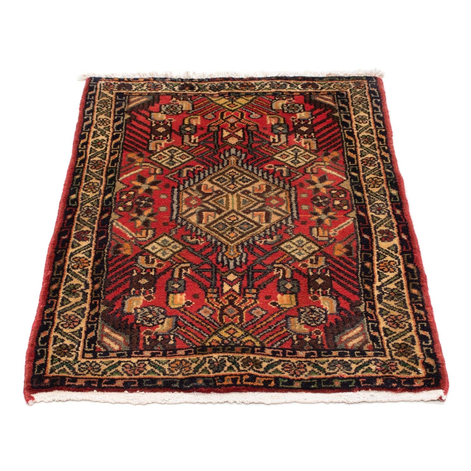 Alfombra persa - Nómada - 93 x 63 cm - rojo oscuro