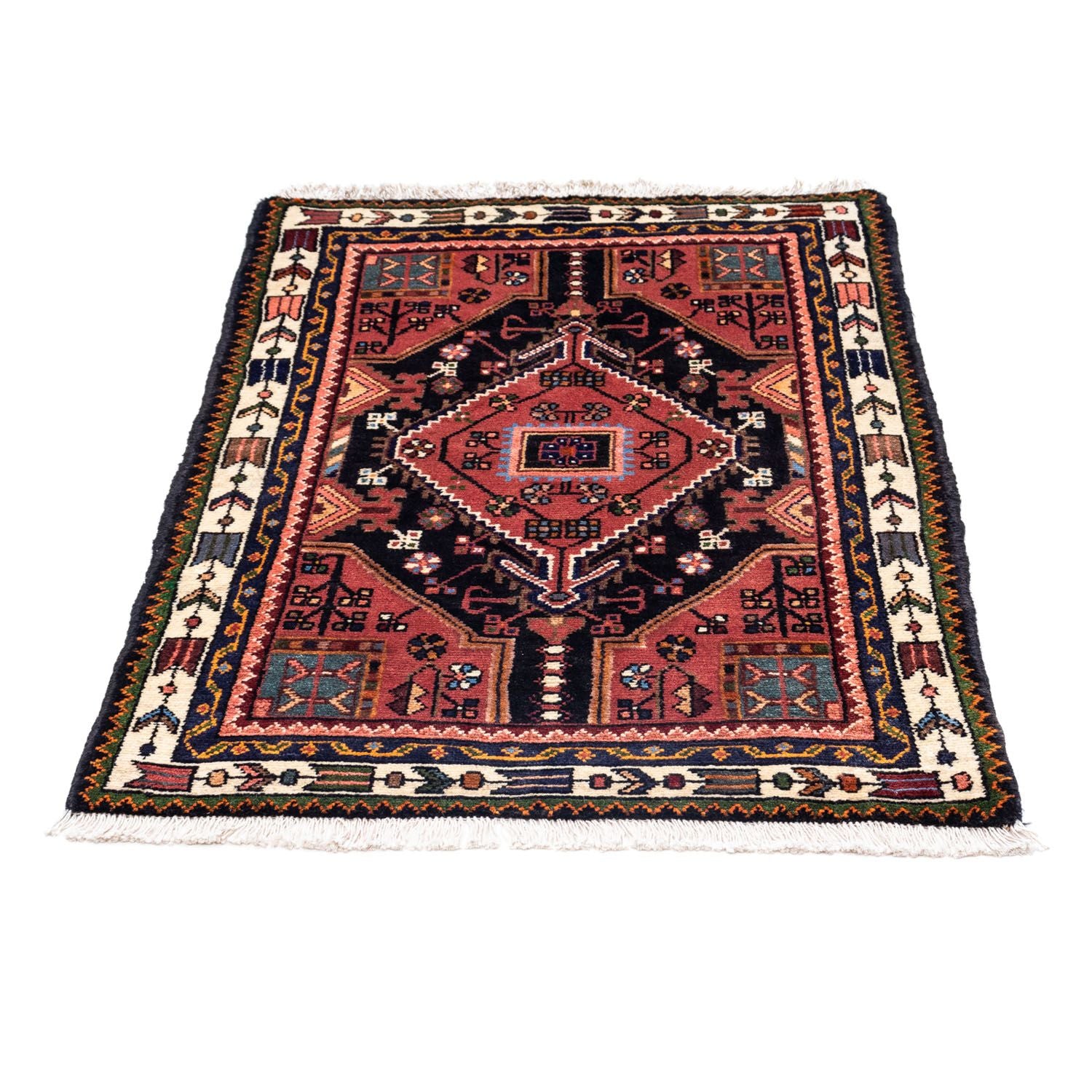 Alfombra persa - Nómada - 108 x 78 cm - azul oscuro
