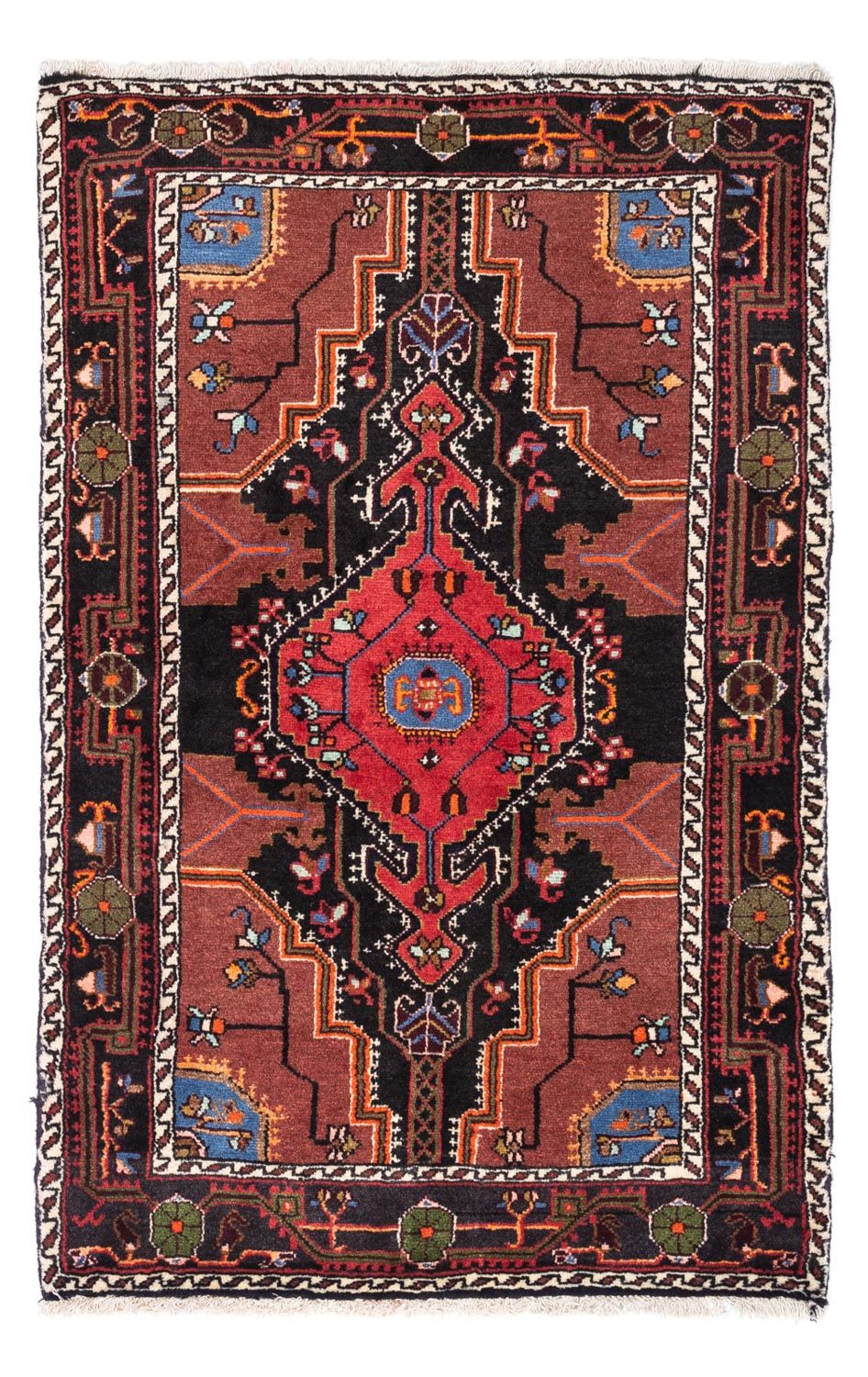 Alfombra persa - Nómada - 125 x 79 cm - azul oscuro