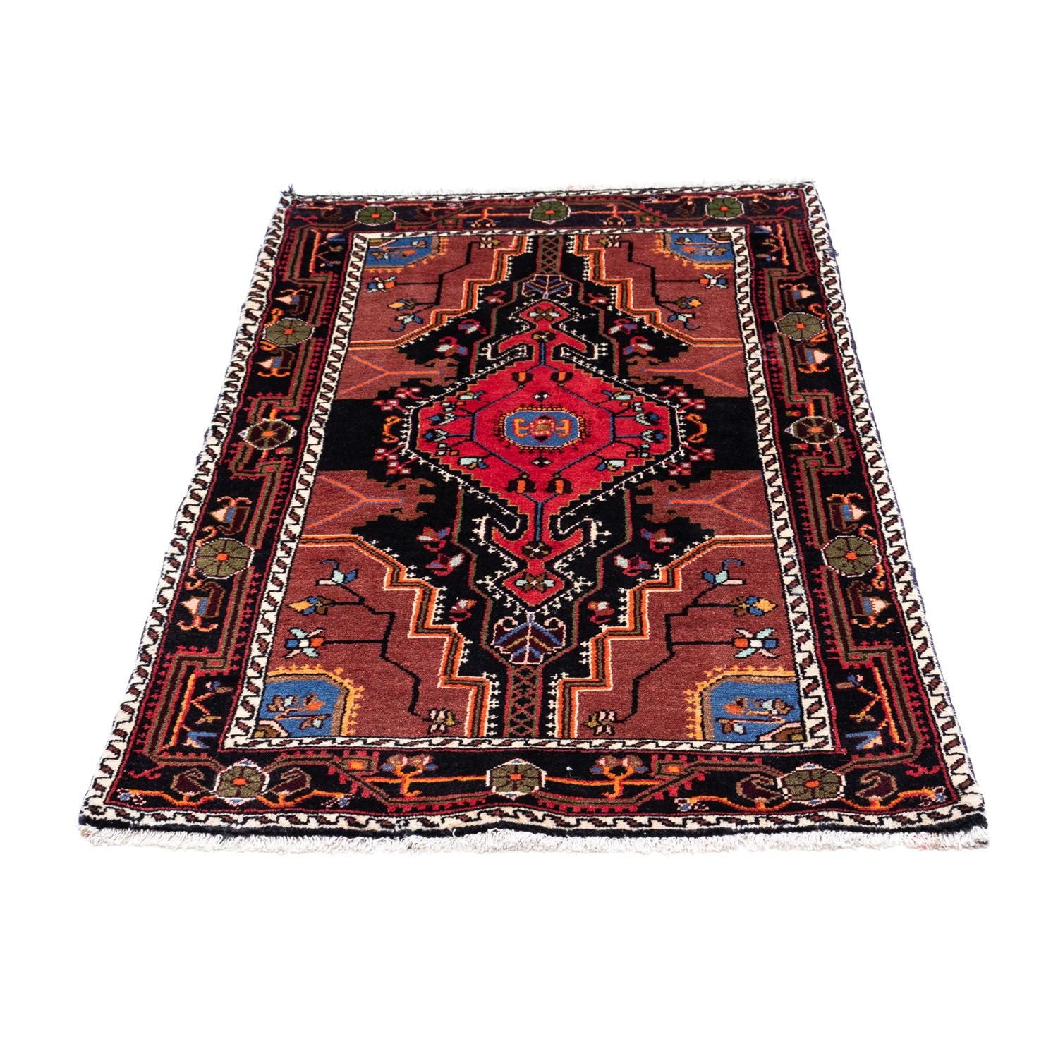Alfombra persa - Nómada - 125 x 79 cm - azul oscuro