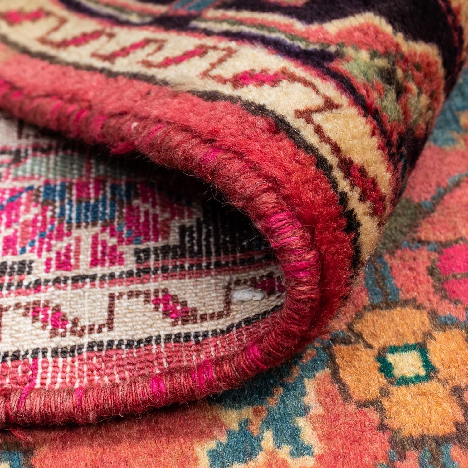 Alfombra persa - Nómada - 131 x 94 cm - rojo claro