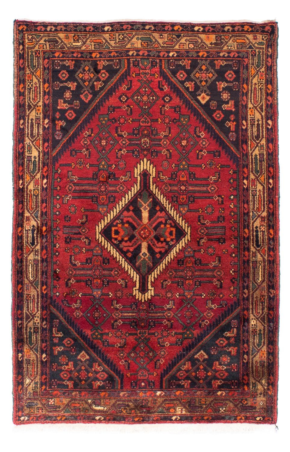 Alfombra persa - Nómada - 221 x 144 cm - rojo oscuro