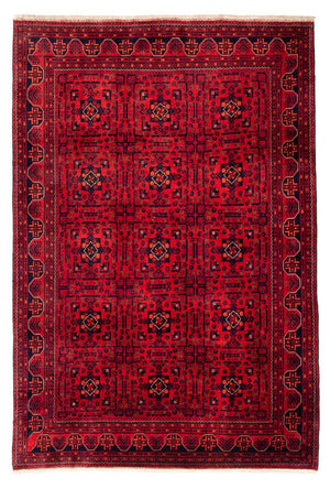 Alfombra afgana - Kunduz - 301 x 205 cm - rojo oscuro