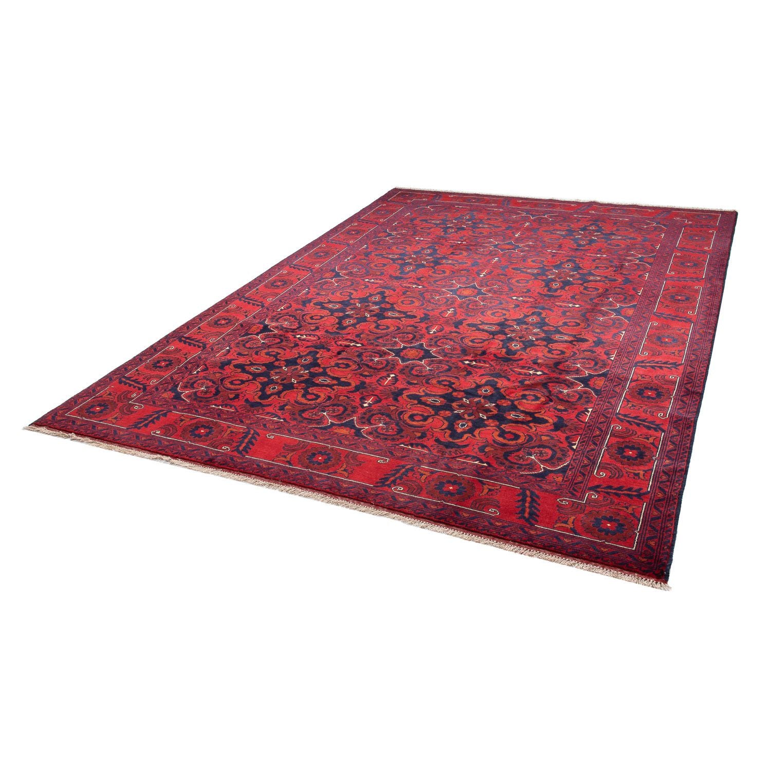 Alfombra afgana - Kunduz - 282 x 200 cm - rojo oscuro