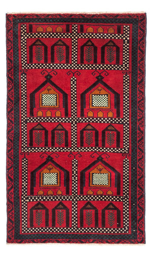 Alfombra Belutsch - 132 x 81 cm - rojo oscuro