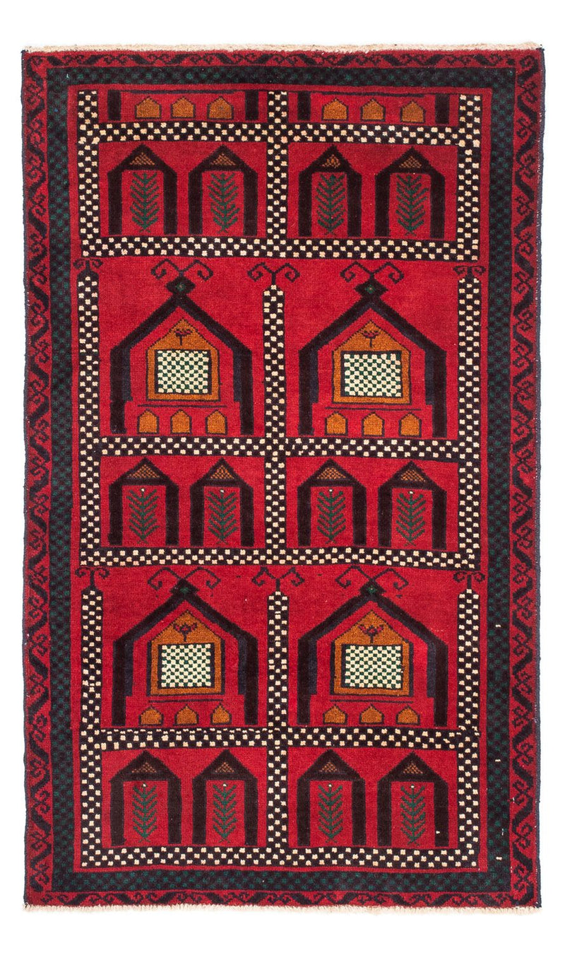 Alfombra Belutsch - 132 x 81 cm - rojo oscuro