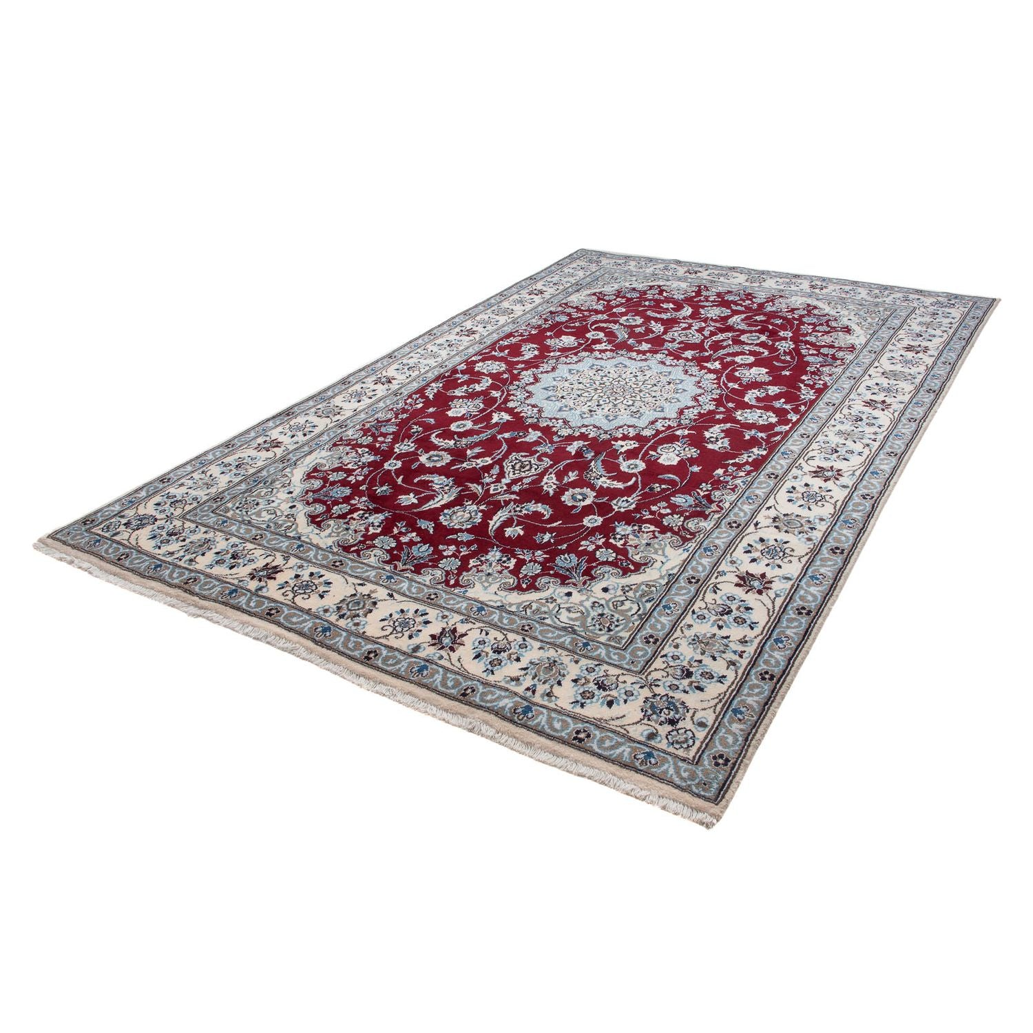 Alfombra persa - Nain - 305 x 200 cm - rojo oscuro