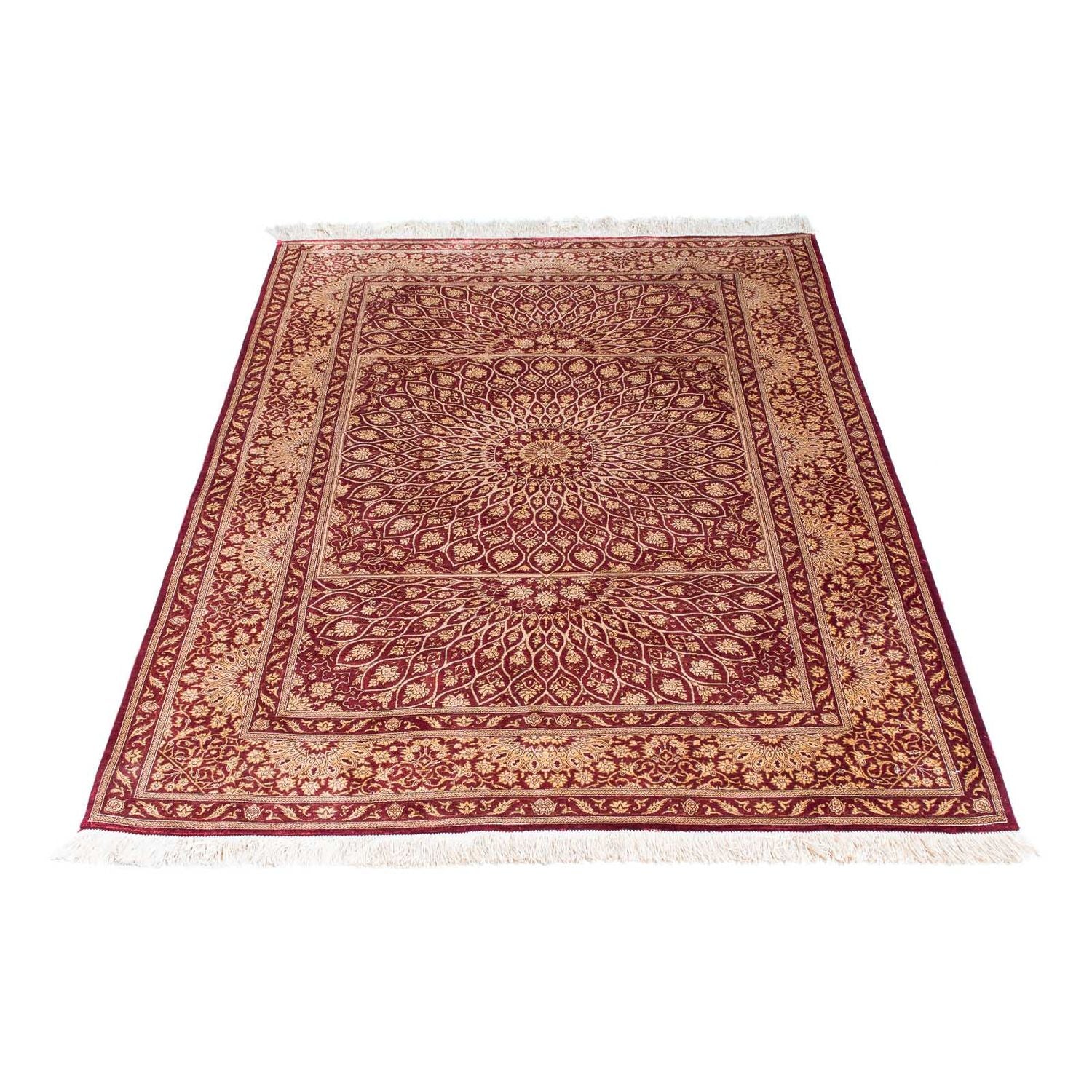 Alfombra persa - Ghom - 151 x 100 cm - rojo oscuro