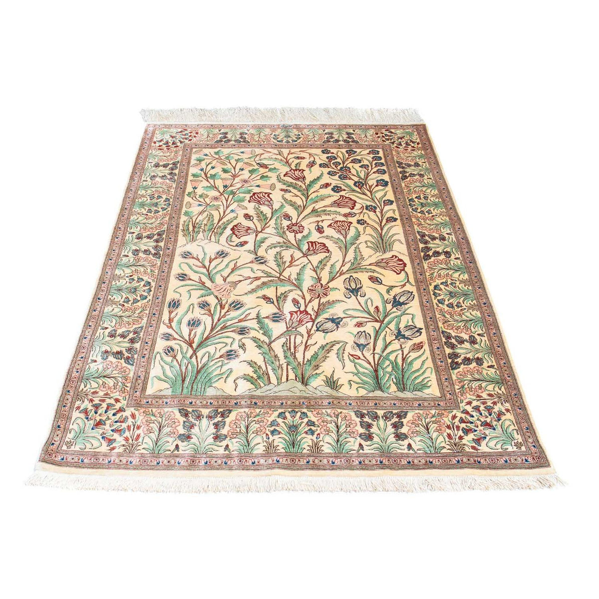 Alfombra persa - Ghom - 156 x 102 cm - beige