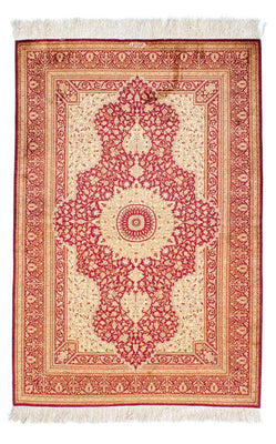 Alfombra persa - Ghom - 150 x 98 cm - rojo oscuro