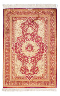 Alfombra persa - Ghom - 150 x 98 cm - rojo oscuro