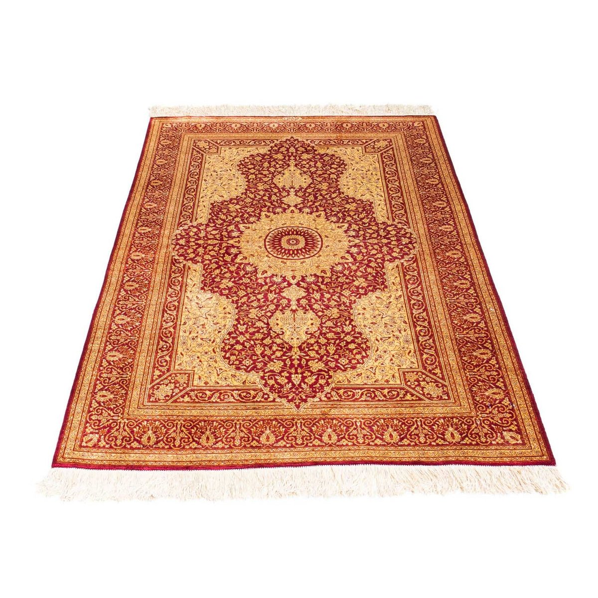 Alfombra persa - Ghom - 150 x 98 cm - rojo oscuro