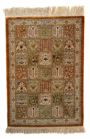 Alfombra persa - Ghom - 76 x 55 cm - multicolor