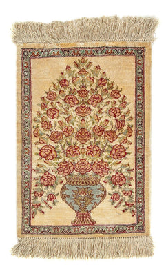 Alfombra de seda - Ghom Seda - Prima - 42 x 31 cm - beige