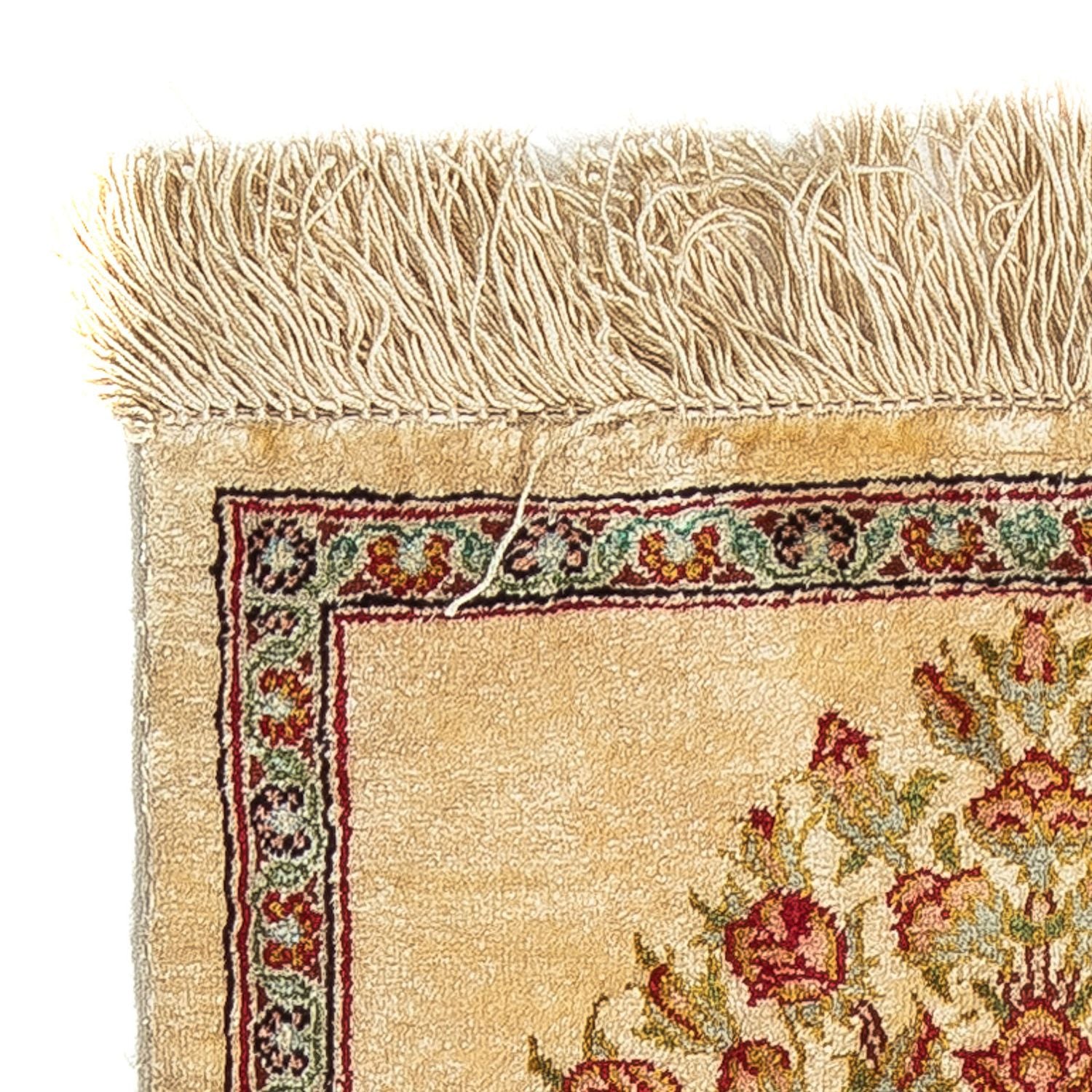 Alfombra de seda - Ghom Seda - Prima - 42 x 31 cm - beige