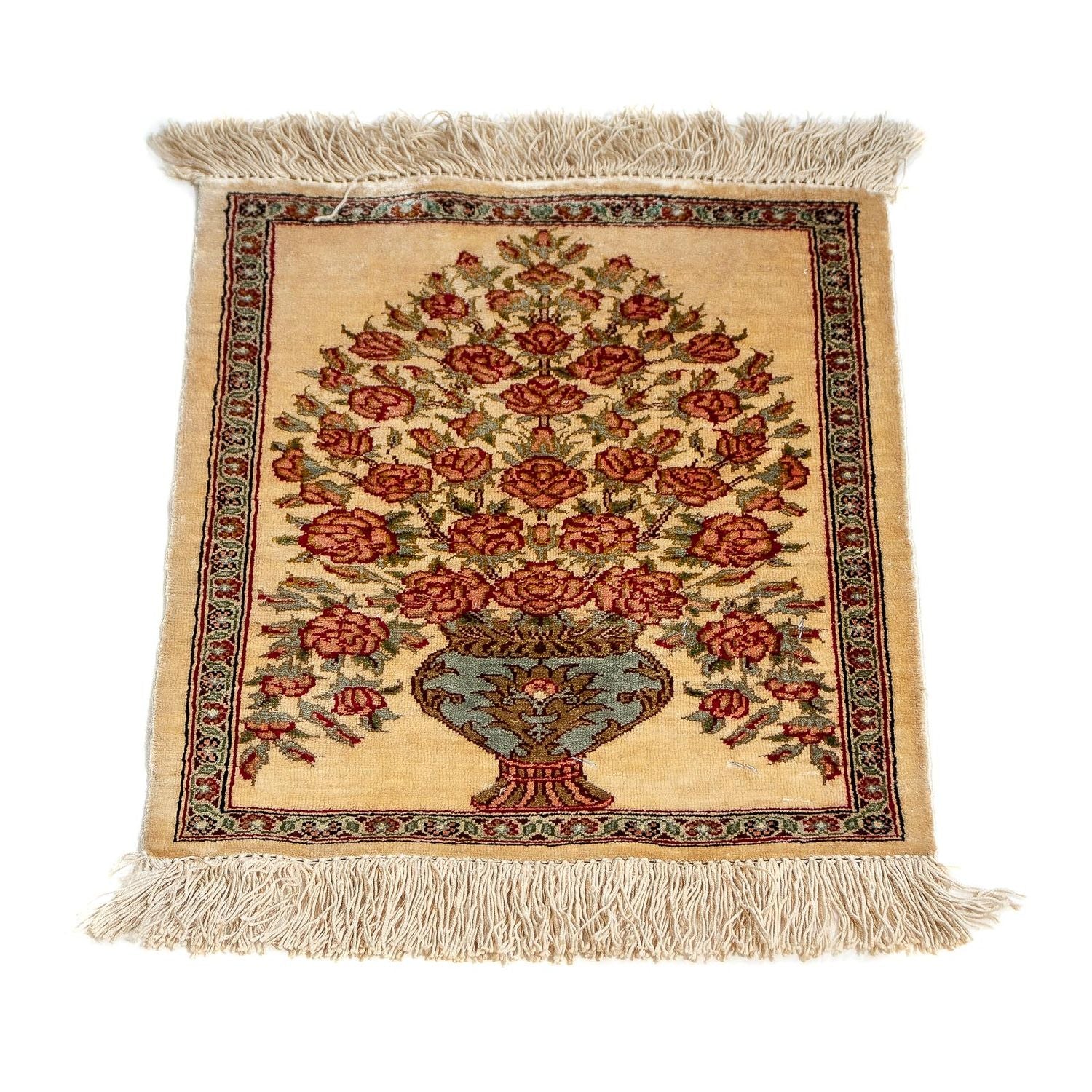 Alfombra de seda - Ghom Seda - Prima - 42 x 31 cm - beige