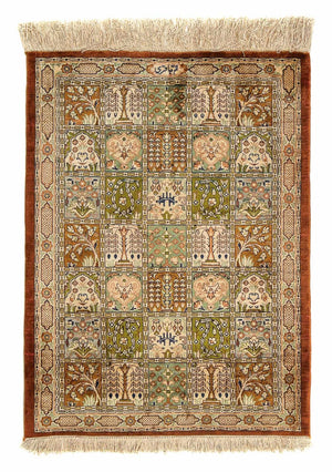 Alfombra persa - Ghom - 75 x 56 cm - multicolor