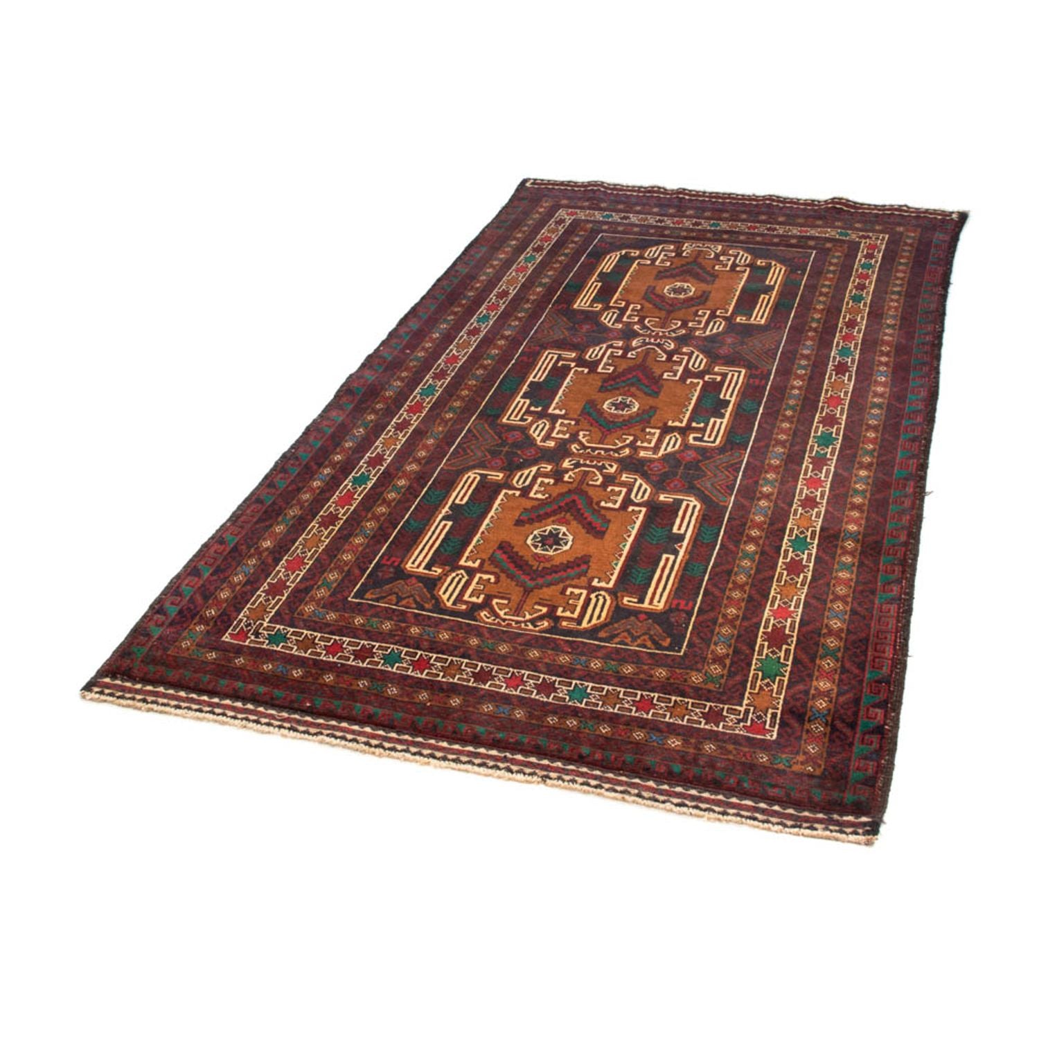 Alfombra de pasillo Alfombra Belutsch - 209 x 111 cm - rojo oscuro