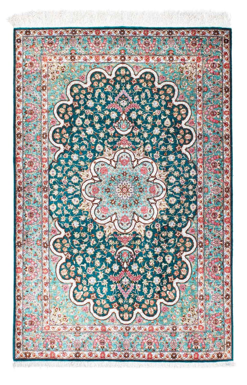 Alfombra persa - Ghom - 152 x 100 cm - verde