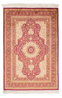 Alfombra persa - Ghom - 143 x 95 cm - rojo oscuro