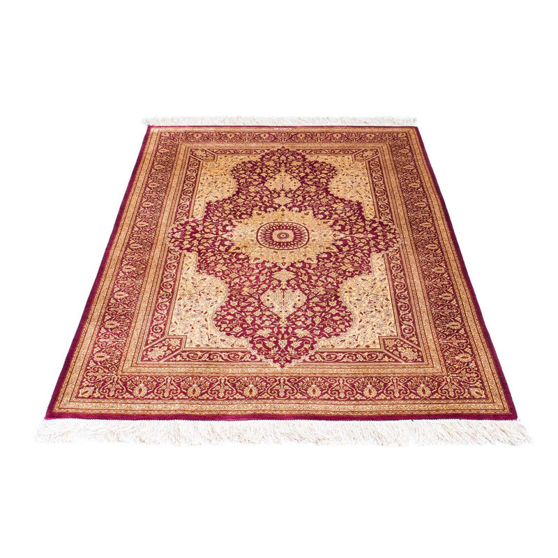Alfombra persa - Ghom - 143 x 95 cm - rojo oscuro