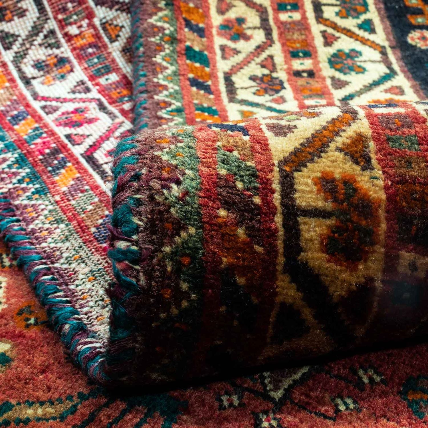 Alfombra persa - Nómada - 225 x 173 cm - rojo oscuro