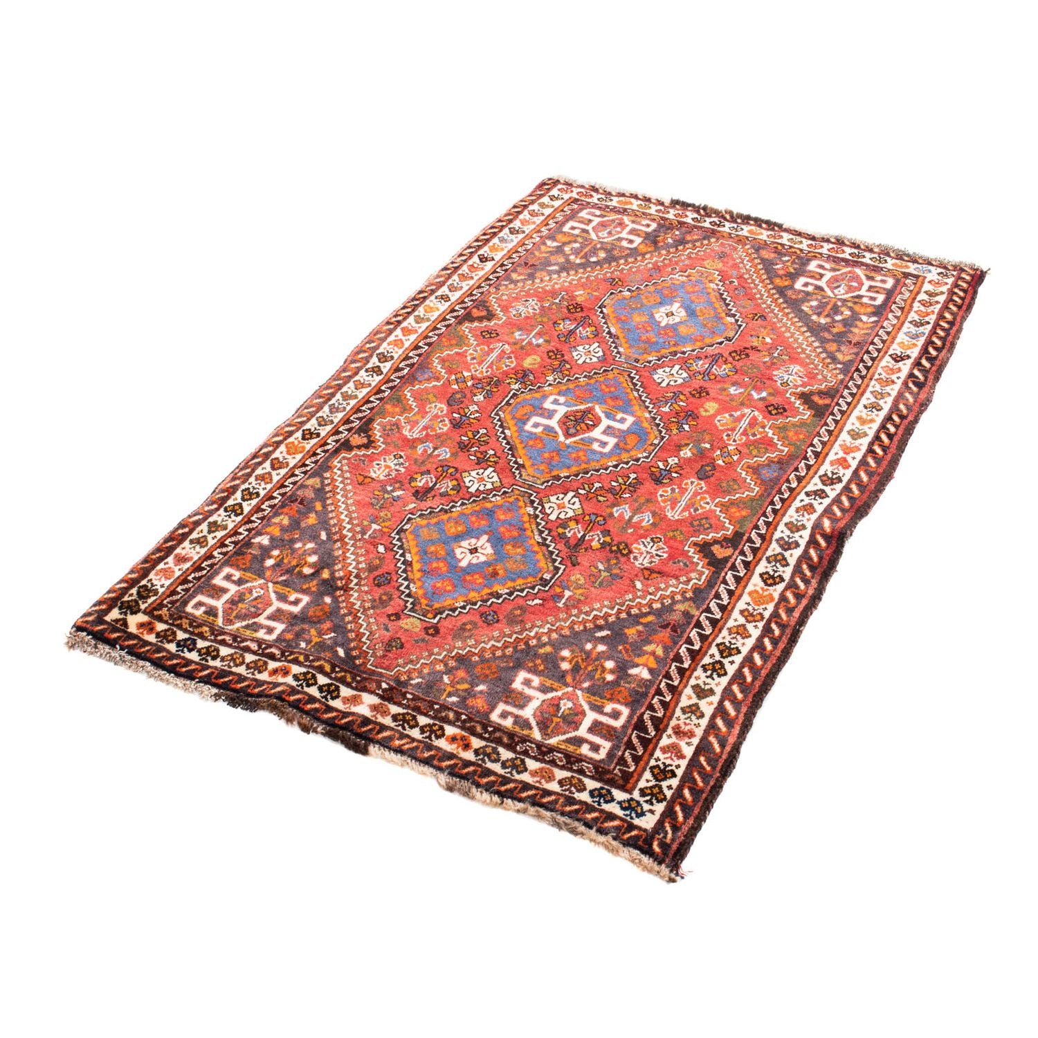 Alfombra persa - Nómada - 124 x 80 cm - rojo oscuro