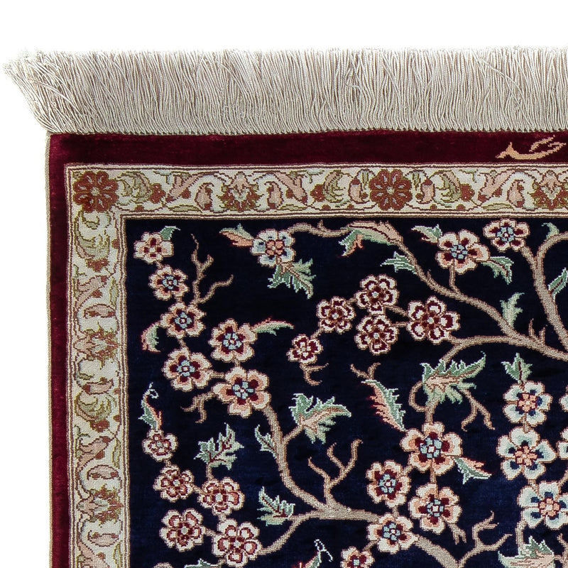 Alfombra persa - Ghom - 87 x 59 cm - azul oscuro