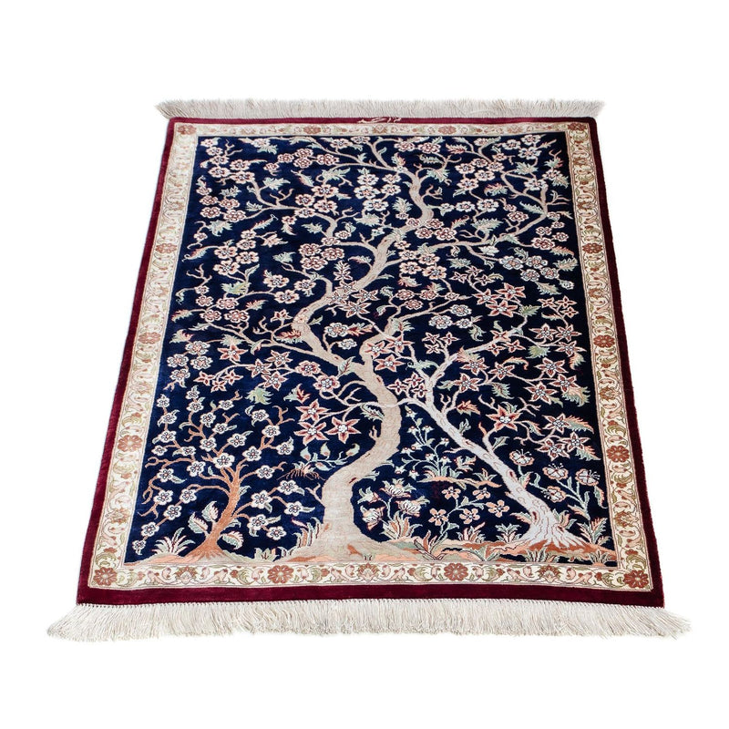 Alfombra persa - Ghom - 87 x 59 cm - azul oscuro