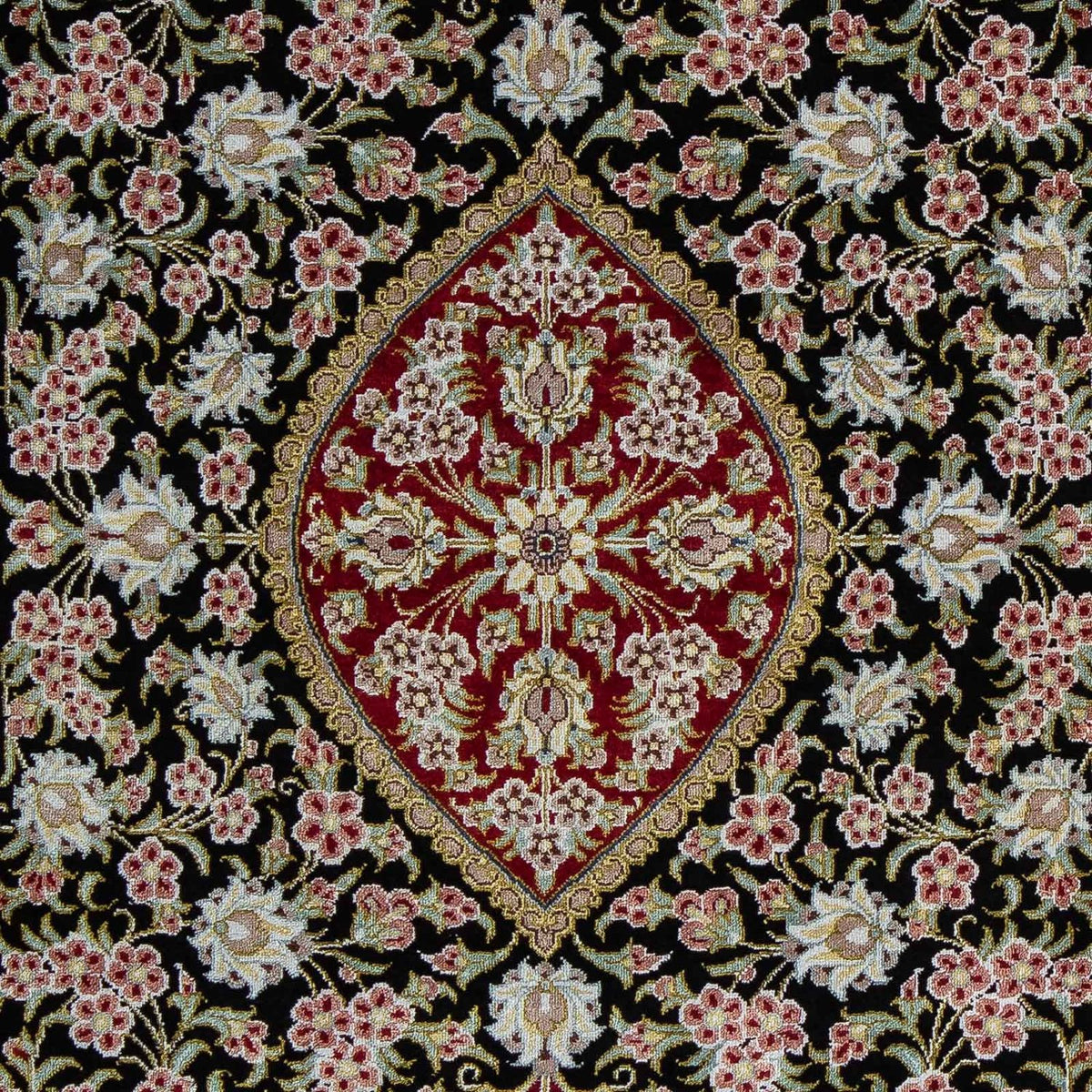 Alfombra persa - Ghom - 89 x 57 cm - azul oscuro