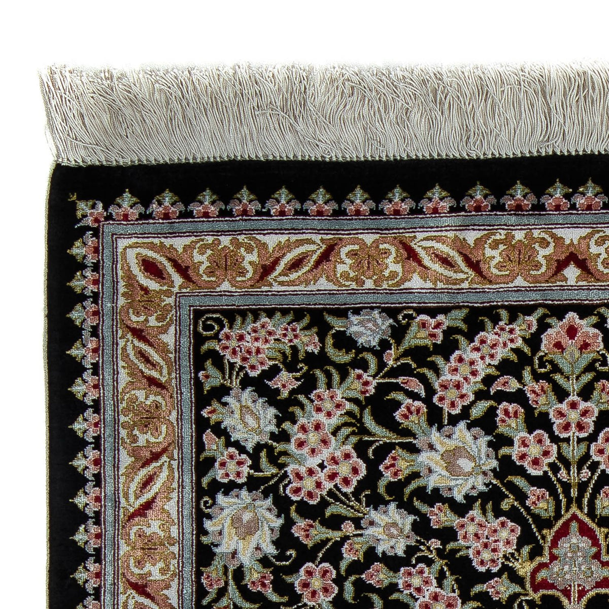 Alfombra persa - Ghom - 89 x 57 cm - azul oscuro