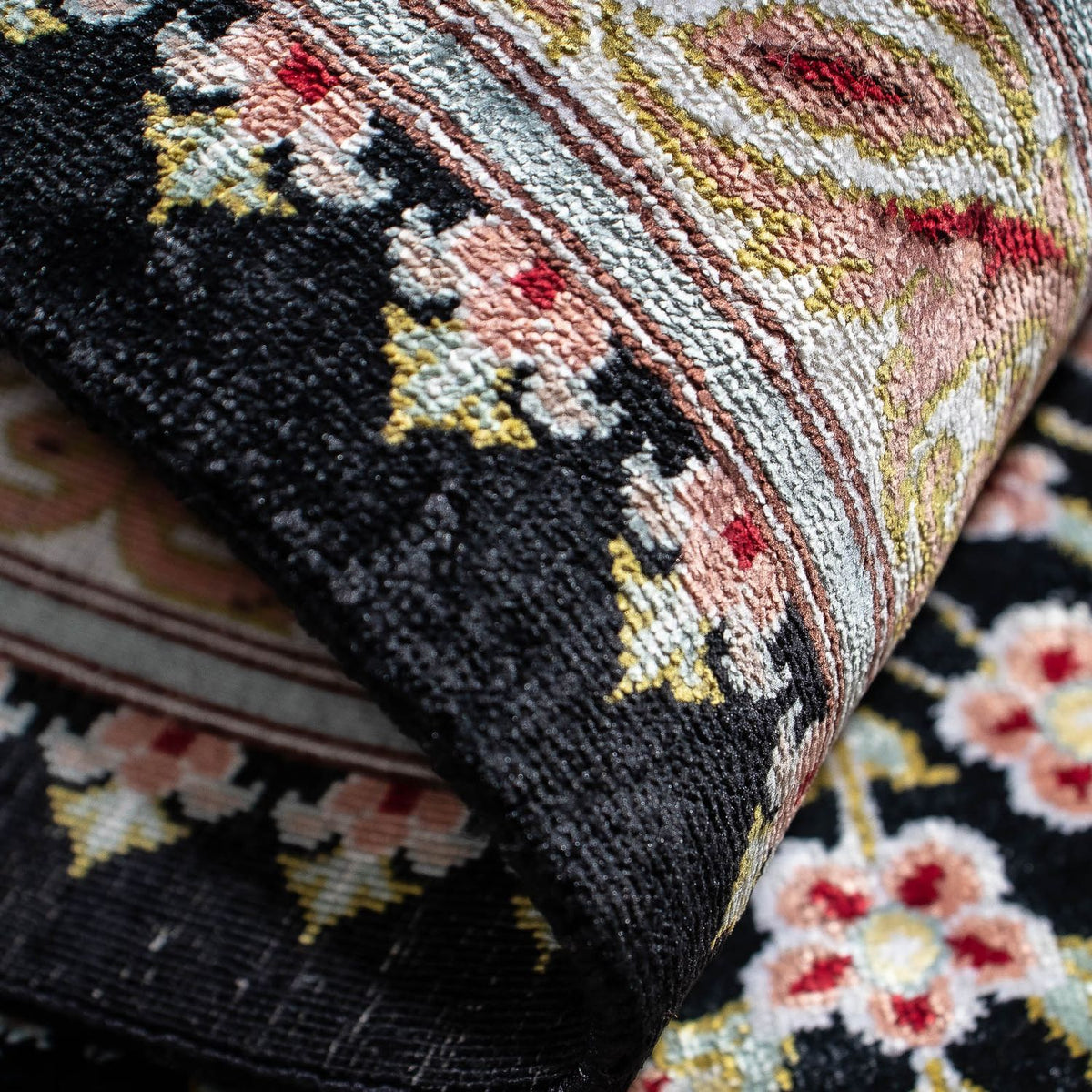 Alfombra persa - Ghom - 89 x 57 cm - azul oscuro