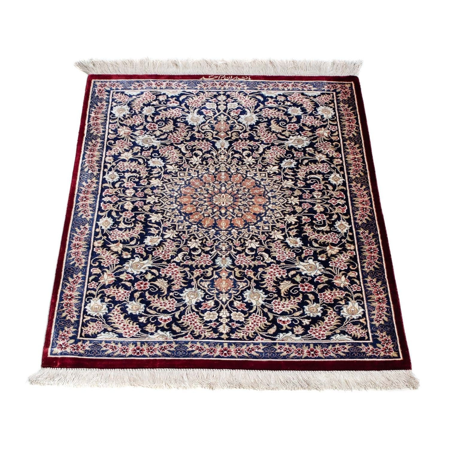 Alfombra persa - Ghom - 82 x 57 cm - rojo oscuro