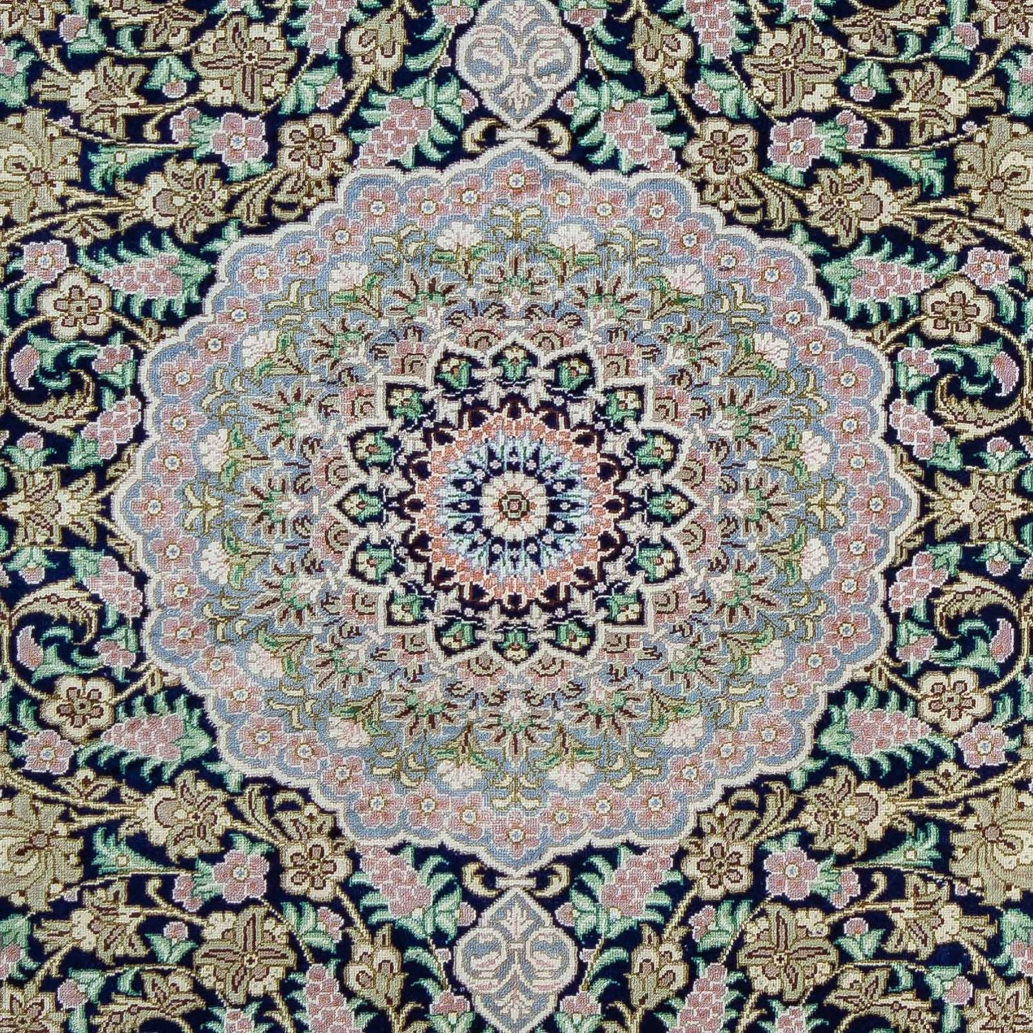 Alfombra persa - Ghom - 88 x 63 cm - azul oscuro