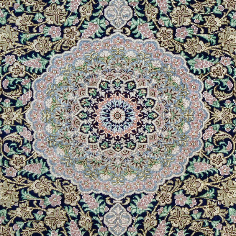 Alfombra persa - Ghom - 88 x 63 cm - azul oscuro