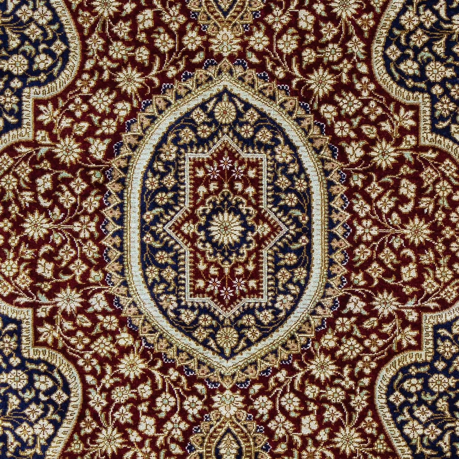 Alfombra persa - Ghom - 93 x 60 cm - azul oscuro