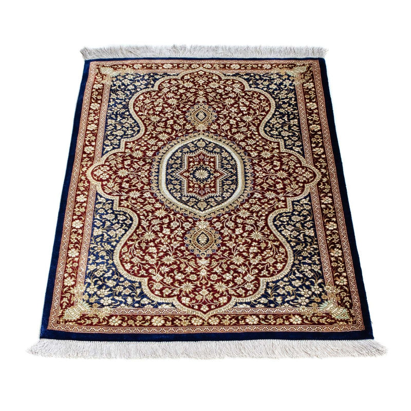 Alfombra persa - Ghom - 93 x 60 cm - azul oscuro