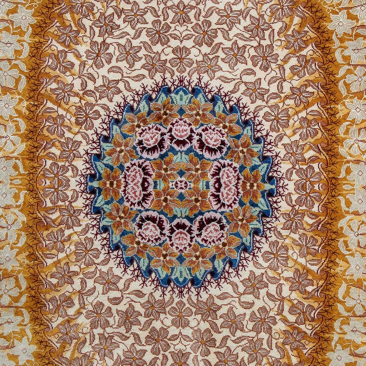 Alfombra de seda - Ghom Seda - Prima - 93 x 60 cm - azul oscuro