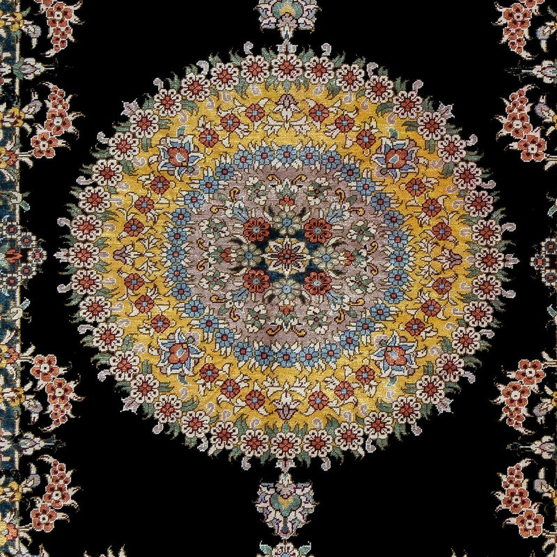 Alfombra persa - Ghom - 89 x 59 cm - azul oscuro