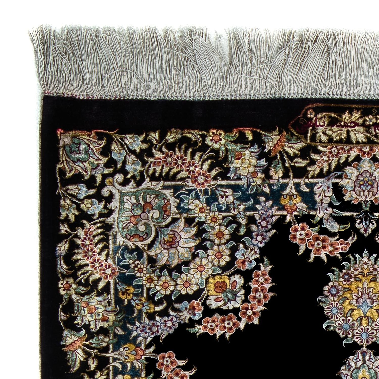 Alfombra persa - Ghom - 89 x 59 cm - azul oscuro