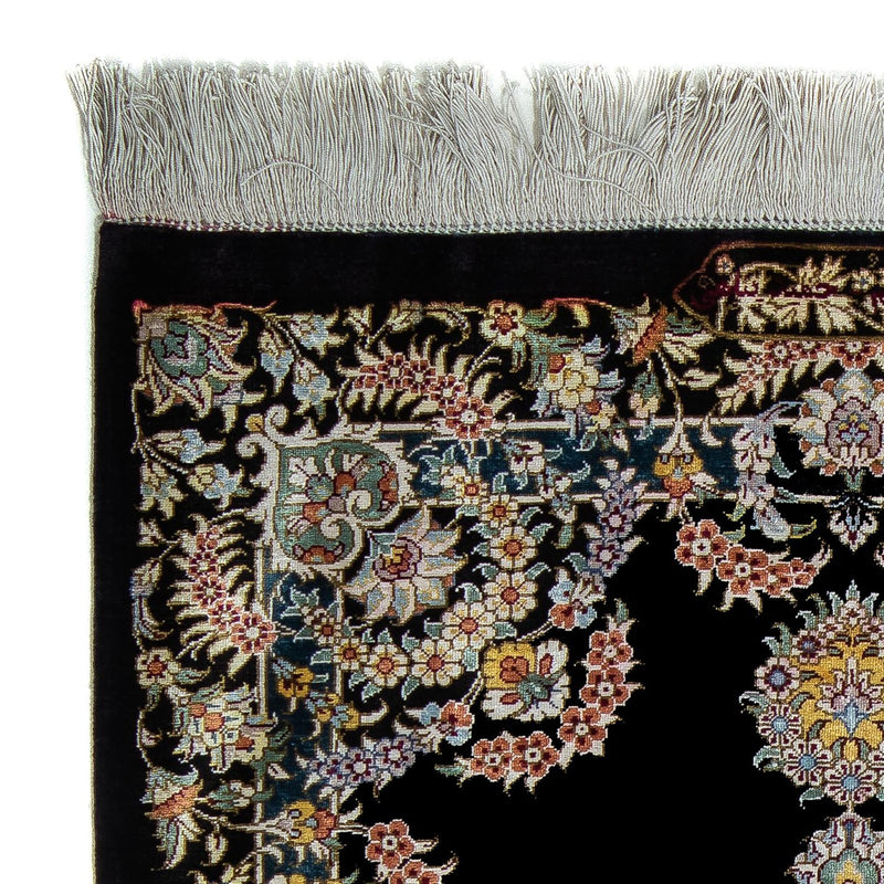 Alfombra persa - Ghom - 89 x 59 cm - azul oscuro