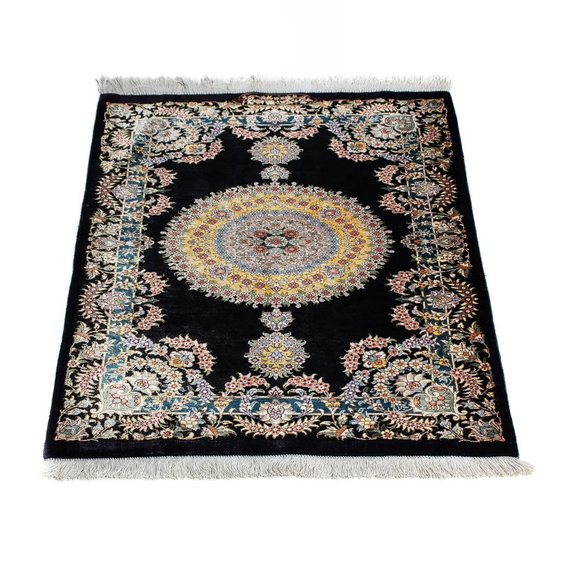 Alfombra persa - Ghom - 89 x 59 cm - azul oscuro